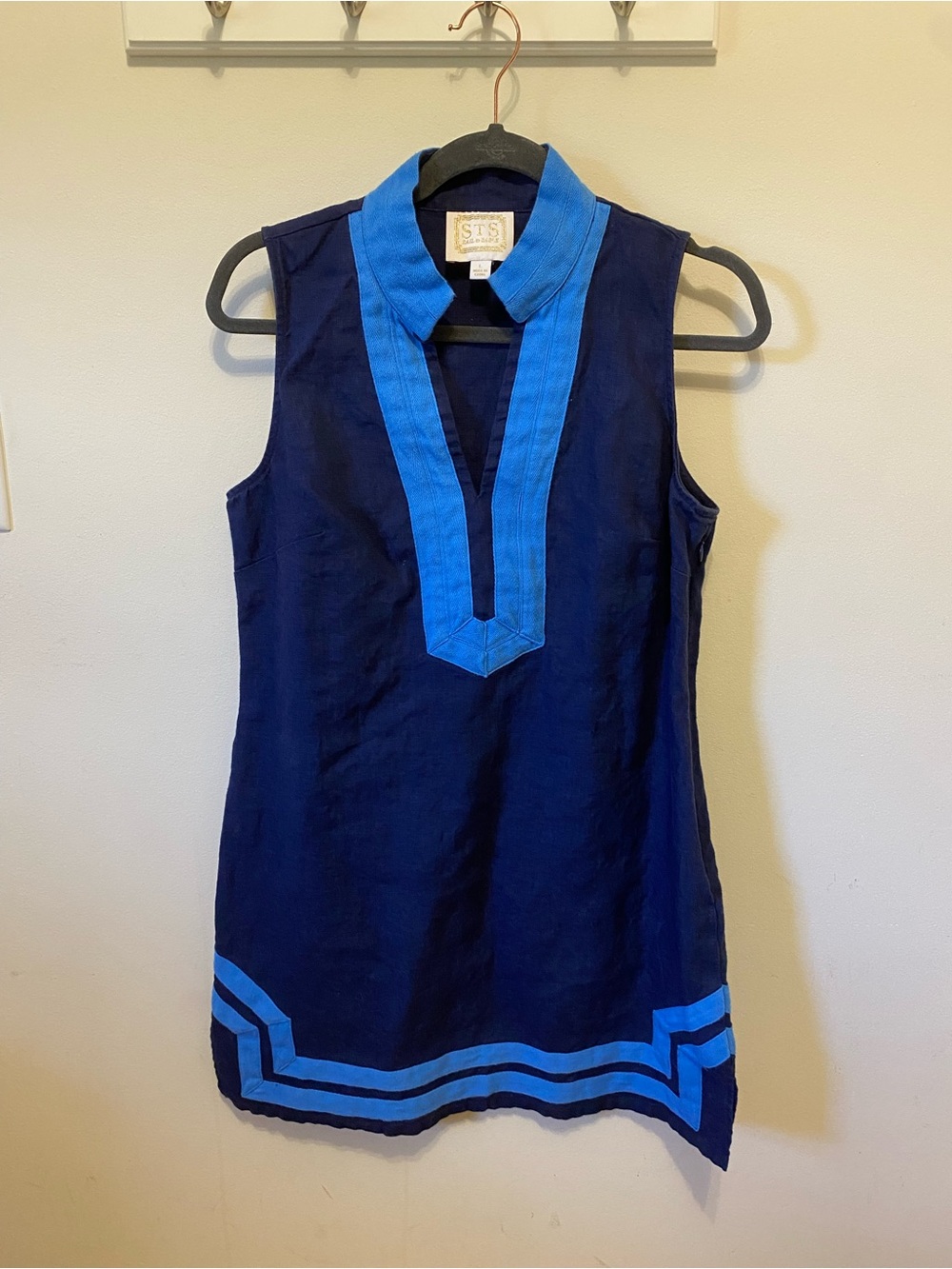 Sail to Sable 100% linen mini dress navy size large